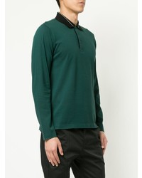 Pull à col polo vert foncé Cerruti 1881