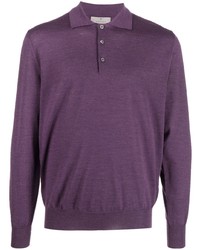 Pull à col polo violet Canali
