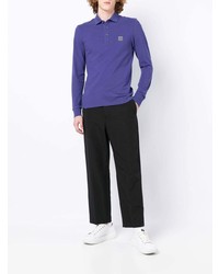 Pull à col polo violet BOSS