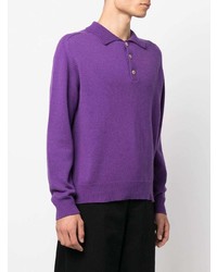 Pull à col polo violet Bode