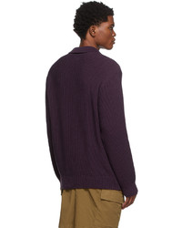 Pull à col polo violet Noah