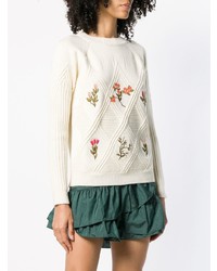 Pull à col rond à fleurs beige RED Valentino