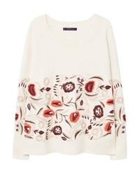 Pull à col rond à fleurs beige Mango