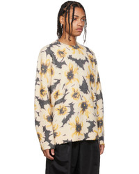 Pull à col rond à fleurs gris foncé Dries Van Noten