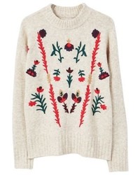 Pull à col rond à fleurs gris Mango