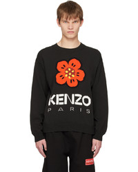 Pull à col rond à fleurs noir Kenzo