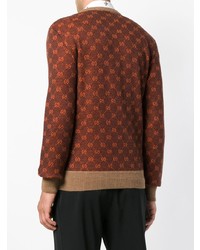 Pull à col rond à losanges marron Gucci