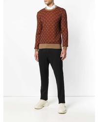 Pull à col rond à losanges marron Gucci