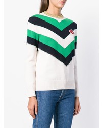 Pull à col rond à motif zigzag blanc Gucci