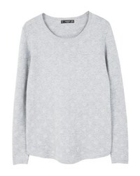 Pull à col rond á pois gris Mango