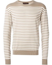 Pull à col rond à rayures horizontales beige Etro
