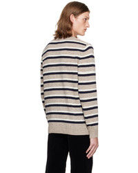 Pull à col rond à rayures horizontales beige A.P.C.