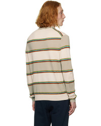 Pull à col rond à rayures horizontales beige Paul Smith
