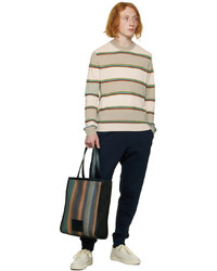 Pull à col rond à rayures horizontales beige Paul Smith