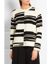 Pull à col rond à rayures horizontales blanc et noir Proenza Schouler