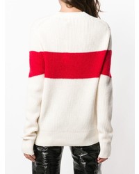 Pull à col rond à rayures horizontales blanc et rouge Calvin Klein