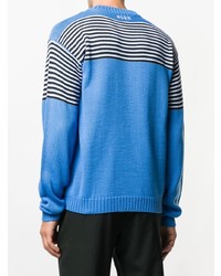 Pull à col rond à rayures horizontales bleu MSGM