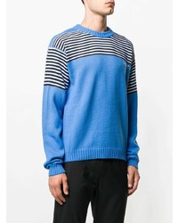 Pull à col rond à rayures horizontales bleu MSGM