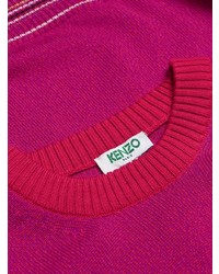 Pull à col rond à rayures horizontales fuchsia Kenzo