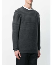 Pull à col rond à rayures horizontales gris foncé Calvin Klein