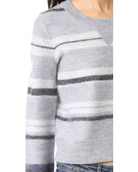 Pull à col rond à rayures horizontales gris Derek Lam 10 Crosby