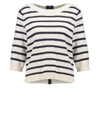 Pull à col rond à rayures horizontales gris Nümph