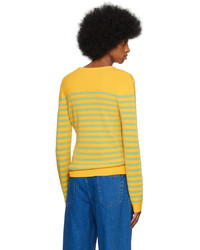 Pull à col rond à rayures horizontales jaune JW Anderson