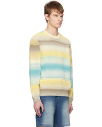 Pull à col rond à rayures horizontales jaune Solid Homme