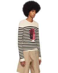 Pull à col rond à rayures horizontales marron clair JW Anderson