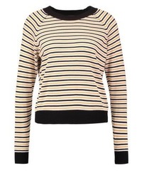 Pull à col rond à rayures horizontales marron clair TWINTIP