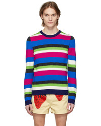 Pull à col rond à rayures horizontales multicolore JW Anderson