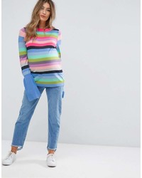 Pull à col rond à rayures horizontales multicolore Asos