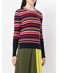 Pull à col rond à rayures horizontales multicolore Tory Burch