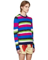 Pull à col rond à rayures horizontales multicolore JW Anderson