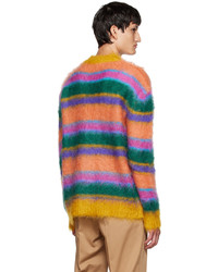 Pull à col rond à rayures horizontales multicolore Marni