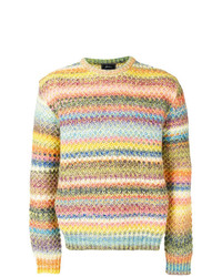 Pull à col rond à rayures horizontales multicolore Paura