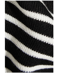 Pull à col rond à rayures horizontales noir et blanc Saint Laurent