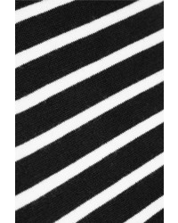 Pull à col rond à rayures horizontales noir et blanc Saint Laurent