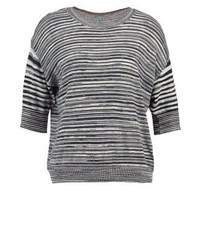 Pull à col rond à rayures horizontales noir Benetton