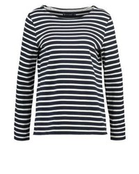 Pull à col rond à rayures horizontales noir Petit Bateau