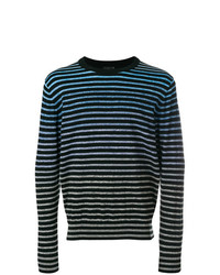Pull à col rond à rayures horizontales noir Ps By Paul Smith