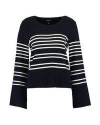 Pull à col rond à rayures horizontales noir Topshop