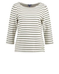 Pull à col rond à rayures horizontales olive Tom Tailor