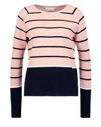 Pull à col rond à rayures horizontales rose Modström