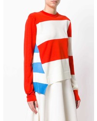 Pull à col rond à rayures horizontales rouge et blanc Calvin Klein 205W39nyc