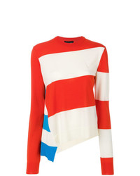 Pull à col rond à rayures horizontales rouge et blanc Calvin Klein 205W39nyc