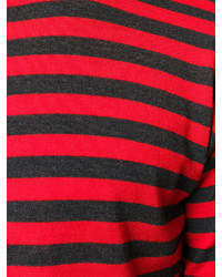 Pull à col rond à rayures horizontales rouge et noir Marc Jacobs