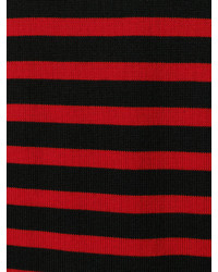 Pull à col rond à rayures horizontales rouge et noir Saint Laurent