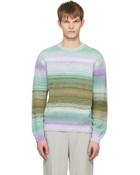 Pull à col rond à rayures horizontales violet clair Solid Homme