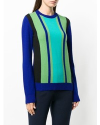 Pull à col rond à rayures verticales bleu M Missoni